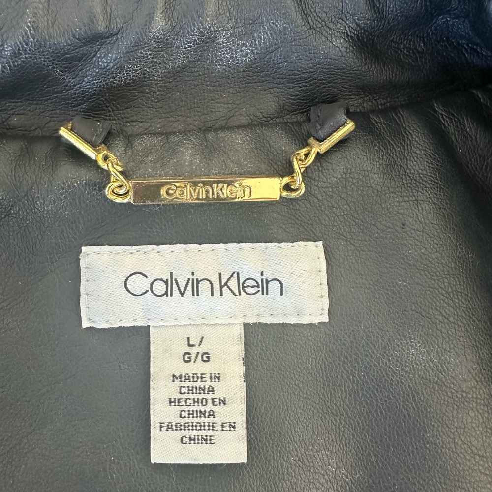Calvin Klein Navy Blue Leather Jacket